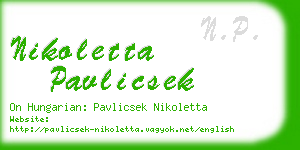 nikoletta pavlicsek business card